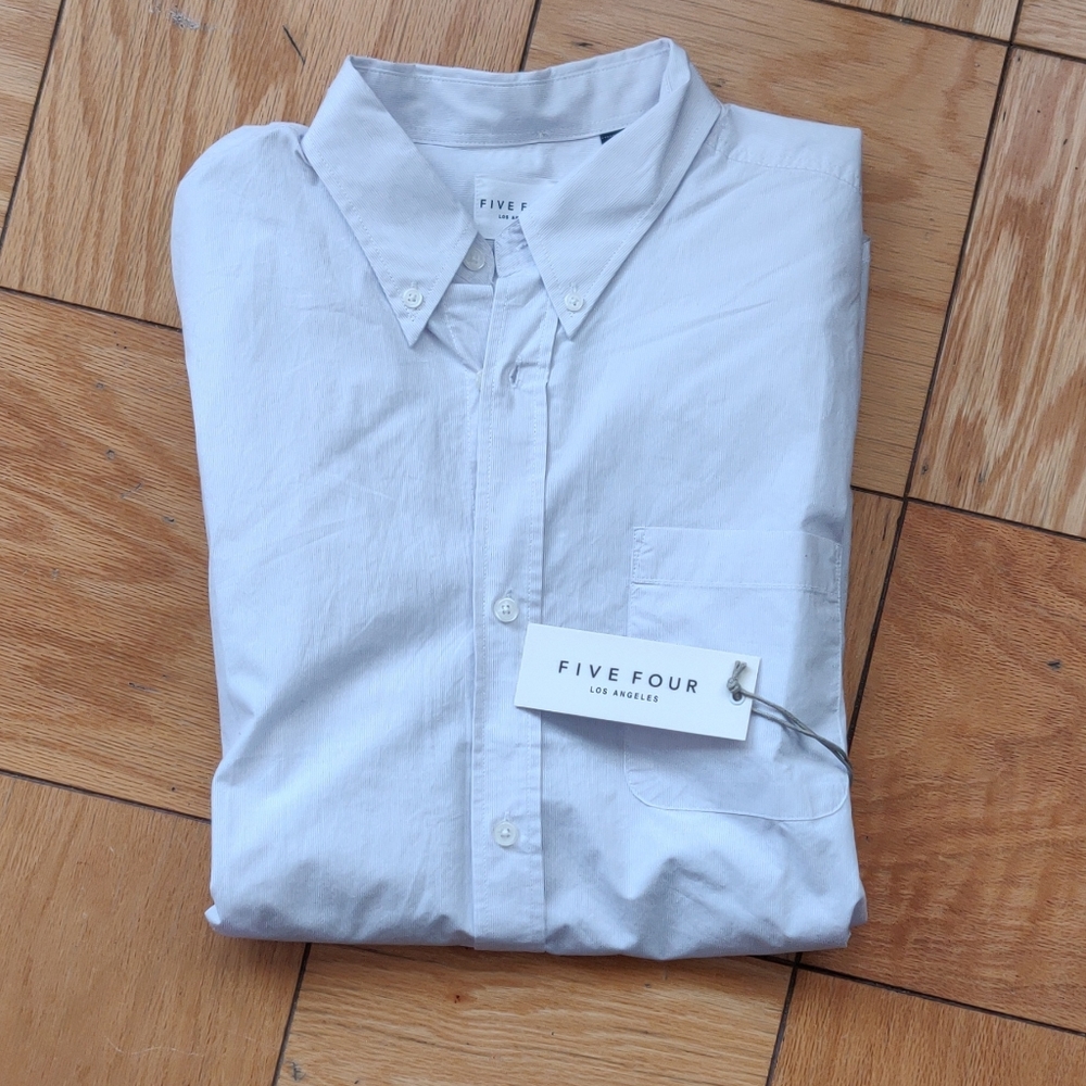Five Four LA white stripe short sleeve buttondown